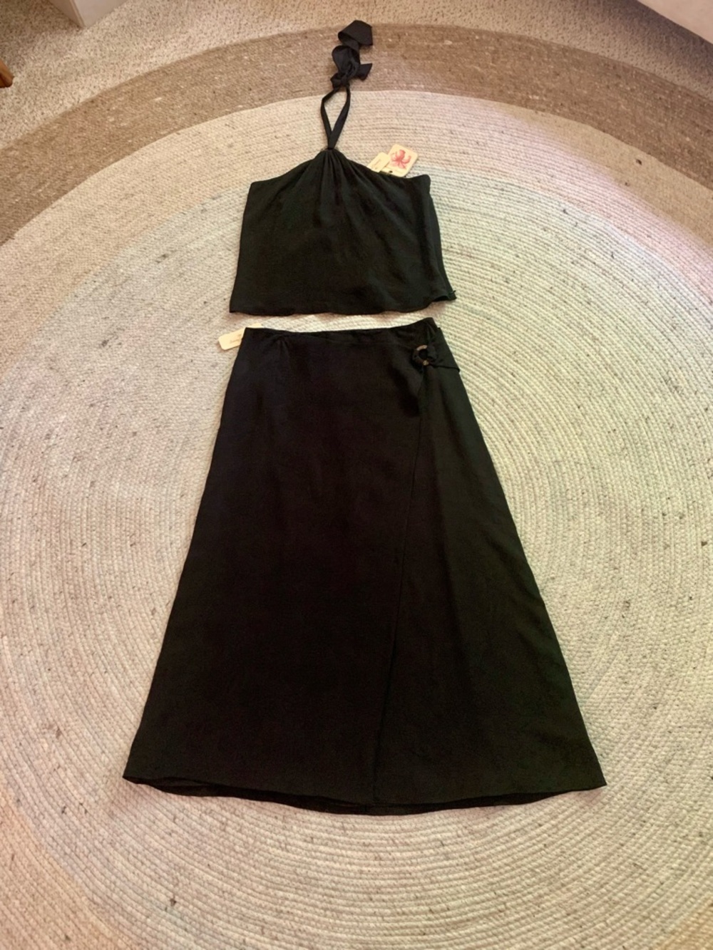 Tommy Bahama Black Silk Two Piece Skirt and Halter Top